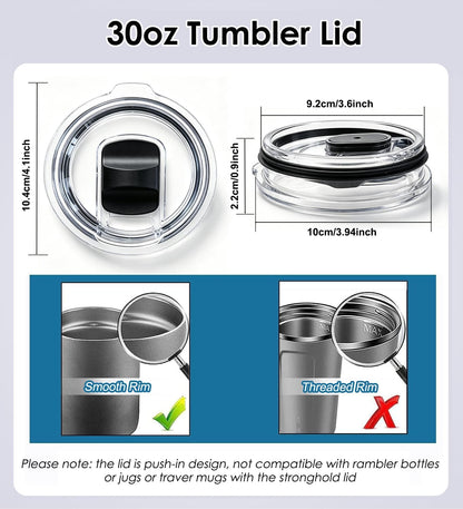 20 oz Tumbler Lid Replacement for YETI 20 oz Tumbler, 20oz/16 oz Stackable Cup, 10 oz Lowball, 10 oz/24 oz Mug, 2 Pack Coffee Tumbler Cup Lids with Magnetic Slider Spill-proof
