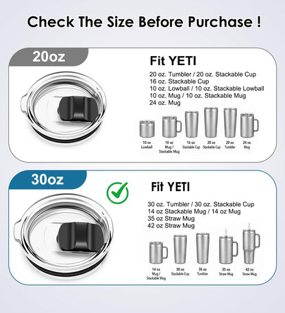 20 oz Tumbler Lid Replacement for YETI 20 oz Tumbler, 20oz/16 oz Stackable Cup, 10 oz Lowball, 10 oz/24 oz Mug, 2 Pack Coffee Tumbler Cup Lids with Magnetic Slider Spill-proof