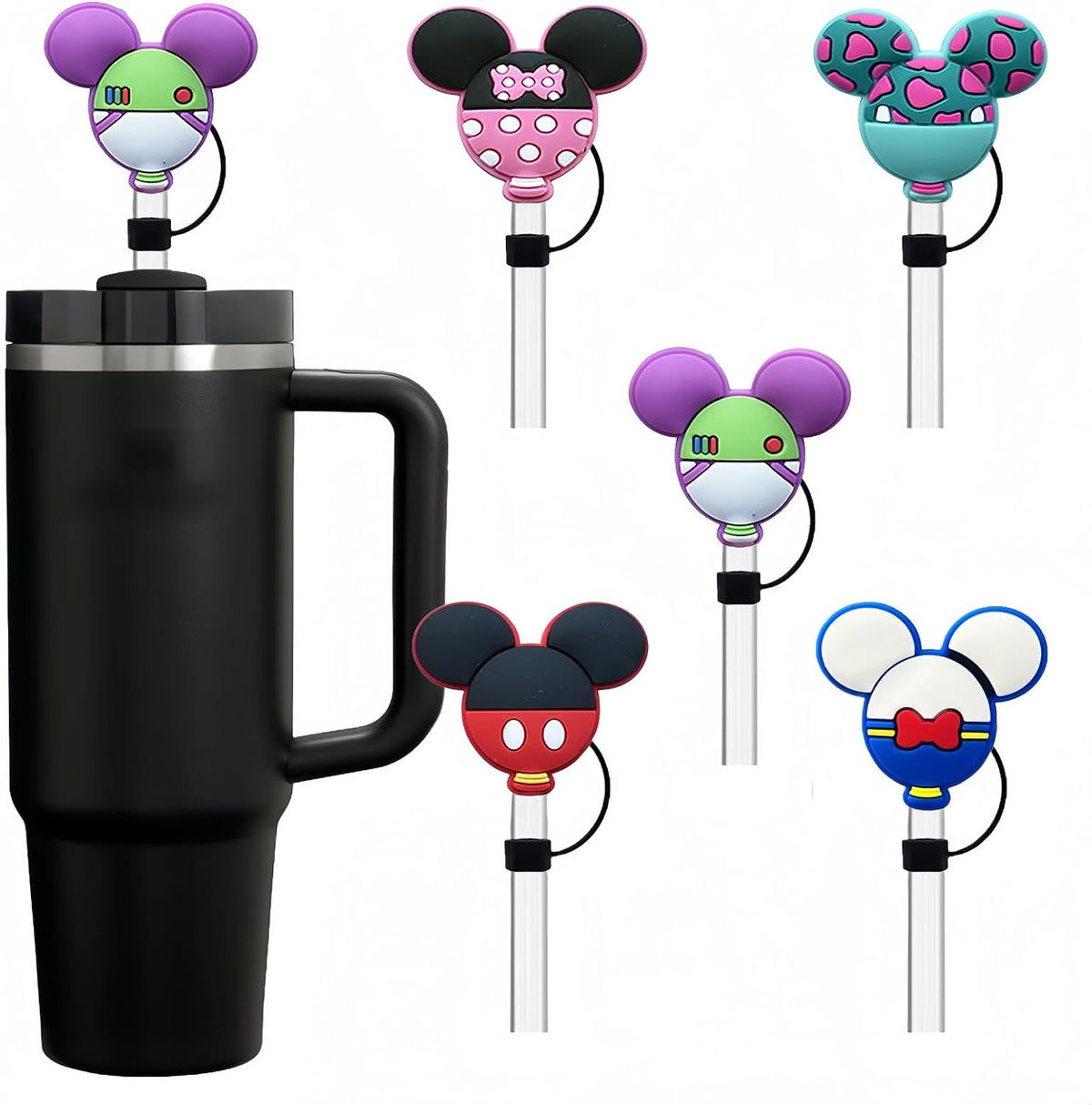Straw Covers Caps for Stanley Cup 40oz & 30oz | Reusable Silicone Toppers, Dust-Proof Leak-Proof Design | Tumbler Accessories for Outdoor, Fitness, Gift Ideas(5 Pack)