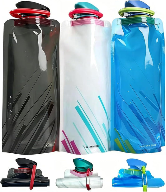 Collapsible Water Bottles for Travel – 20oz Foldable Water Bottle with Carabiner,Leakproof BPA-Free Water Jup, Portable Reusable Water Bottle for Hiking,Sports,Camping,Biking