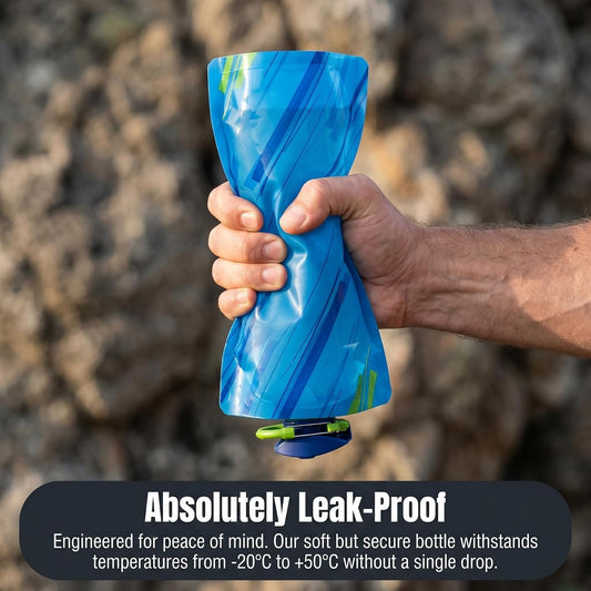 Collapsible Water Bottles for Travel – 20oz Foldable Water Bottle with Carabiner,Leakproof BPA-Free Water Jup, Portable Reusable Water Bottle for Hiking,Sports,Camping,Biking
