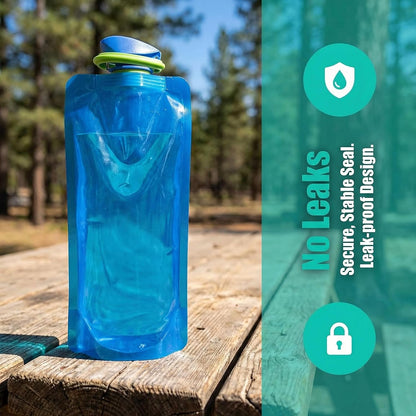 Collapsible Water Bottles for Travel – 20oz Foldable Water Bottle with Carabiner,Leakproof BPA-Free Water Jup, Portable Reusable Water Bottle for Hiking,Sports,Camping,Biking