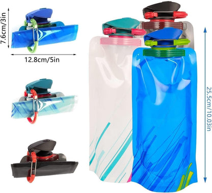 Collapsible Water Bottles for Travel – 20oz Foldable Water Bottle with Carabiner,Leakproof BPA-Free Water Jup, Portable Reusable Water Bottle for Hiking,Sports,Camping,Biking