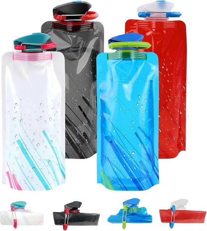 Collapsible Water Bottles for Travel – 20oz Foldable Water Bottle with Carabiner,Leakproof BPA-Free Water Jup, Portable Reusable Water Bottle for Hiking,Sports,Camping,Biking