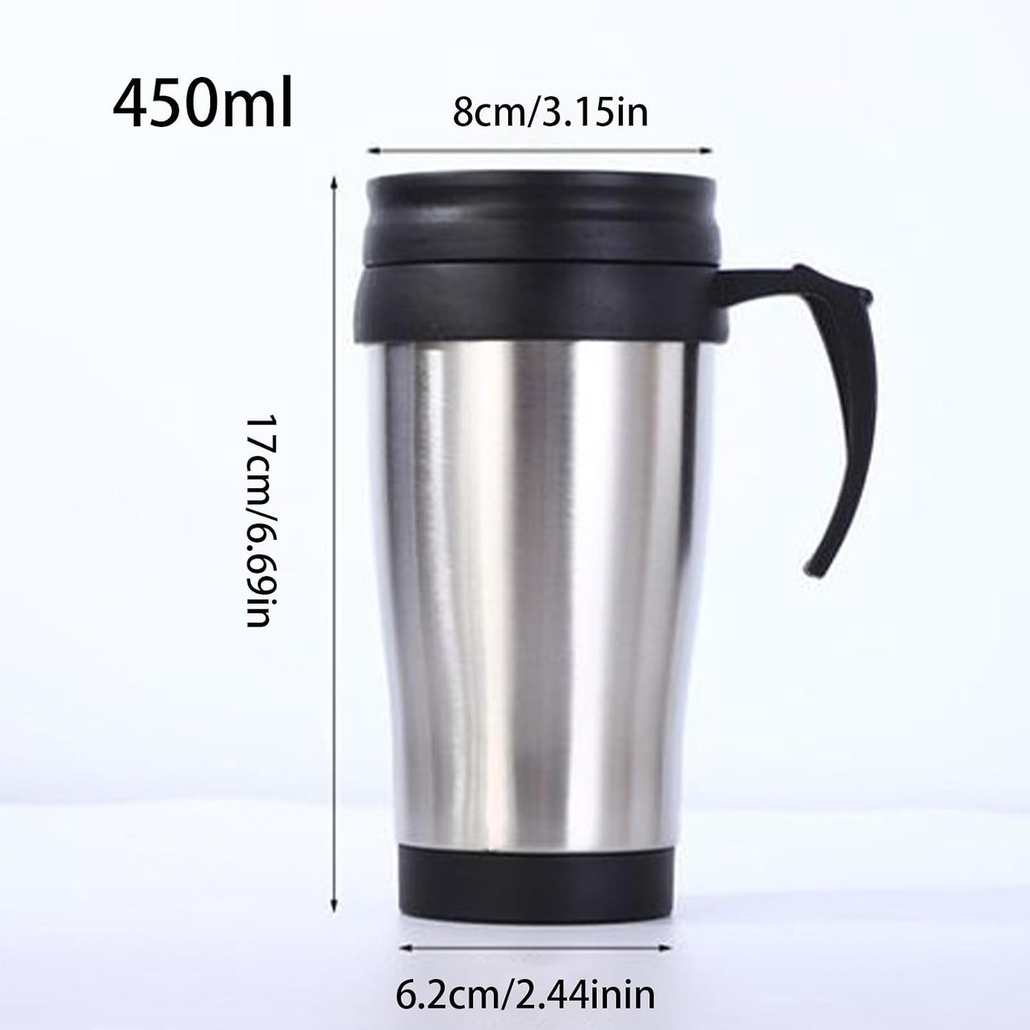 Stainless Steel Travel Mug 450ml Insulated Tumbler | Insulated Coffee Mug Stainless Steel for Beverage Cocoa Women Men Home Kitchen Office Bar Birthday Christmas