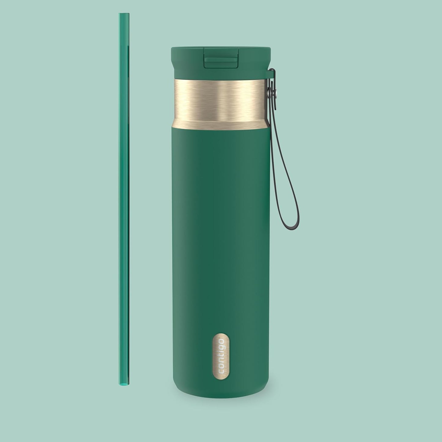 SnapSeal 16 oz Stainless Steel Vacuum-Insulated Water Bottle with Leakproof AutoClose Lid (Straw-Compatible) & Carry Strap, BPA-Free & Lead-Free, Dishwasher Safe