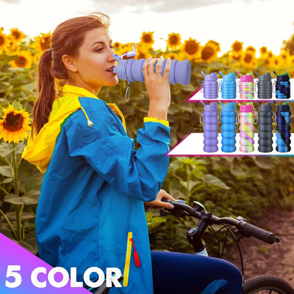 5 Pcs Collapsible Water Bottles for Travel 16 oz Silicone, Colorful