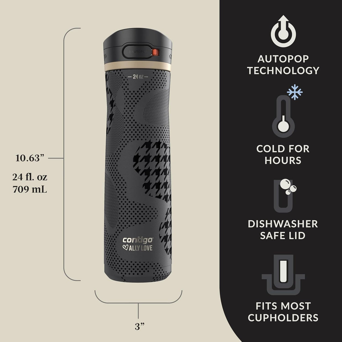 Jackson Chill 2.0, Vacuum-Insulated Stainless Steel Water Bottle with Secure Lid, Leak-Proof Travel Friendly, 20oz Capacity, Blueberry Color, Keeps Drinks Cold for 12 Hours