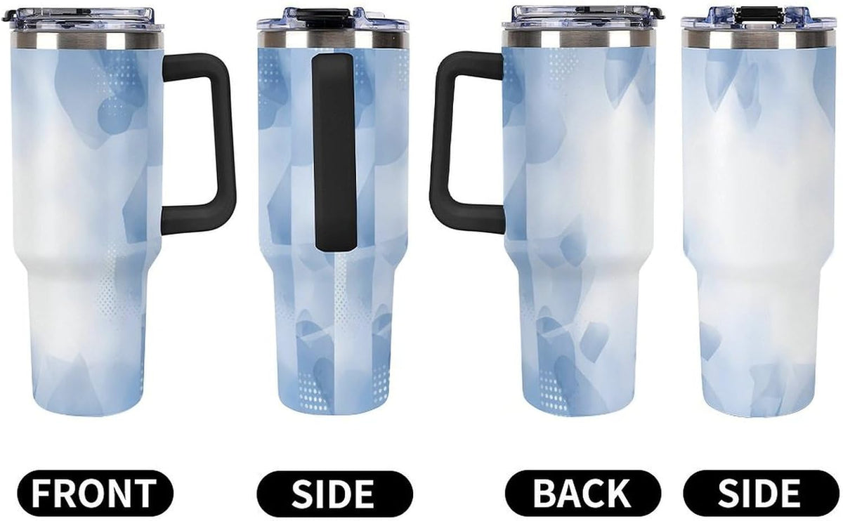 Leakproof Tumbler Vacuum Sealed Car Holder Friendly For Travel Teal And Peach Tropical Palm Leaf Pattern Water Tumbler white-style-23 - Colors A