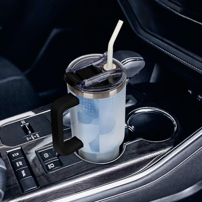 Leakproof Tumbler Vacuum Sealed Car Holder Friendly For Travel Teal And Peach Tropical Palm Leaf Pattern Water Tumbler white-style-23 - Colors A