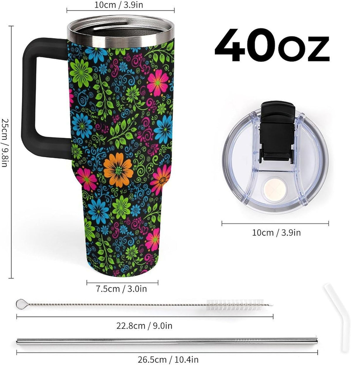 Leakproof Tumbler Vacuum Sealed Car Holder Friendly For Travel Teal And Peach Tropical Palm Leaf Pattern Water Tumbler white-style-23 - Colors A