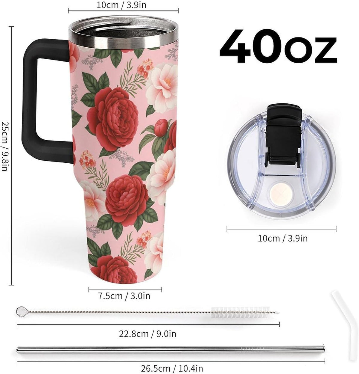 Leakproof Tumbler Vacuum Sealed Car Holder Friendly For Travel Teal And Peach Tropical Palm Leaf Pattern Water Tumbler white-style-23 - Colors A