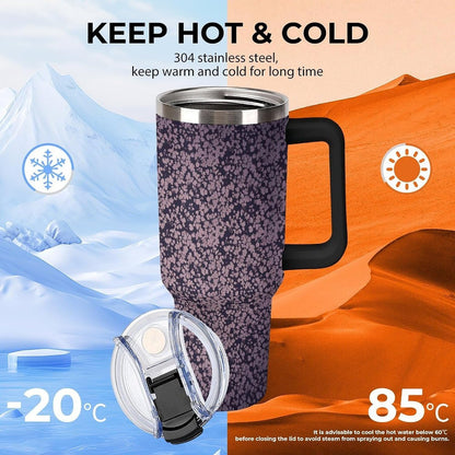 Leakproof Tumbler Vacuum Sealed Car Holder Friendly For Travel Teal And Peach Tropical Palm Leaf Pattern Water Tumbler white-style-23 - Colors A