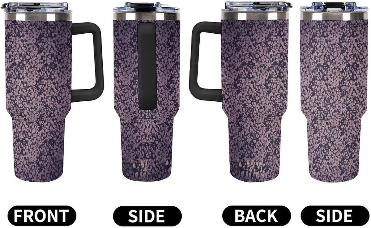 Leakproof Tumbler Vacuum Sealed Car Holder Friendly For Travel Teal And Peach Tropical Palm Leaf Pattern Water Tumbler white-style-23 - Colors A