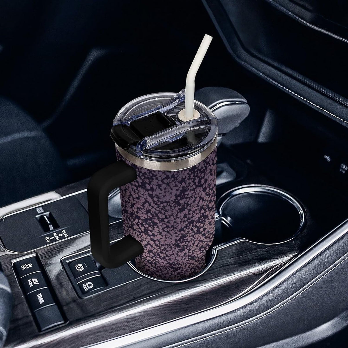 Leakproof Tumbler Vacuum Sealed Car Holder Friendly For Travel Teal And Peach Tropical Palm Leaf Pattern Water Tumbler white-style-23 - Colors A