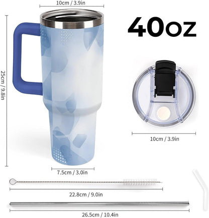 Leakproof Tumbler Vacuum Sealed Car Holder Friendly For Travel Teal And Peach Tropical Palm Leaf Pattern Water Tumbler white-style-23 - Colors A