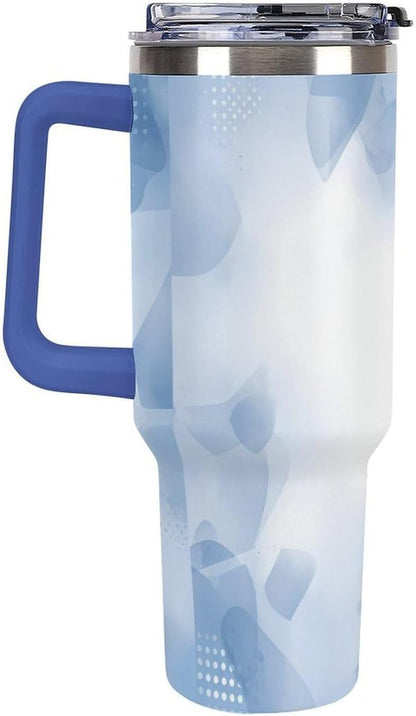Leakproof Tumbler Vacuum Sealed Car Holder Friendly For Travel Teal And Peach Tropical Palm Leaf Pattern Water Tumbler white-style-23 - Colors A