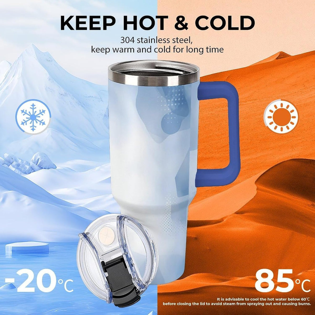 Leakproof Tumbler Vacuum Sealed Car Holder Friendly For Travel Teal And Peach Tropical Palm Leaf Pattern Water Tumbler white-style-23 - Colors A