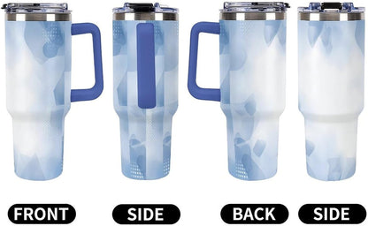 Leakproof Tumbler Vacuum Sealed Car Holder Friendly For Travel Teal And Peach Tropical Palm Leaf Pattern Water Tumbler white-style-23 - Colors A