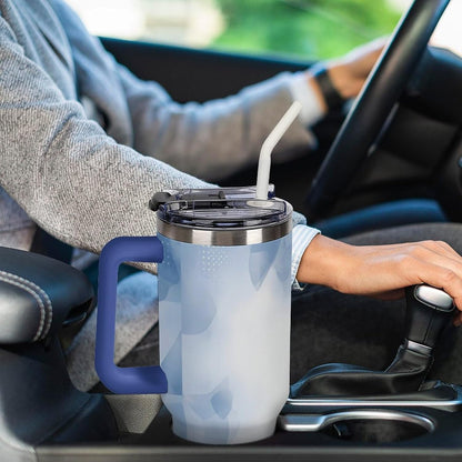 Leakproof Tumbler Vacuum Sealed Car Holder Friendly For Travel Teal And Peach Tropical Palm Leaf Pattern Water Tumbler white-style-23 - Colors A