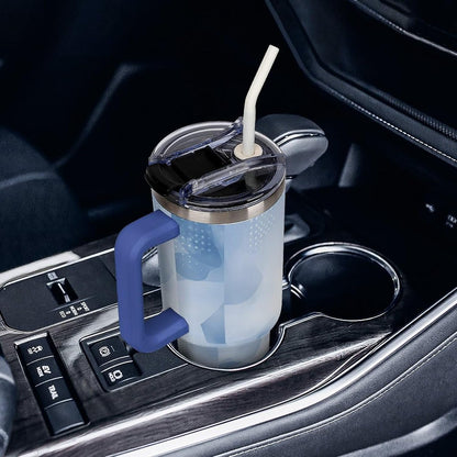 Leakproof Tumbler Vacuum Sealed Car Holder Friendly For Travel Teal And Peach Tropical Palm Leaf Pattern Water Tumbler white-style-23 - Colors A