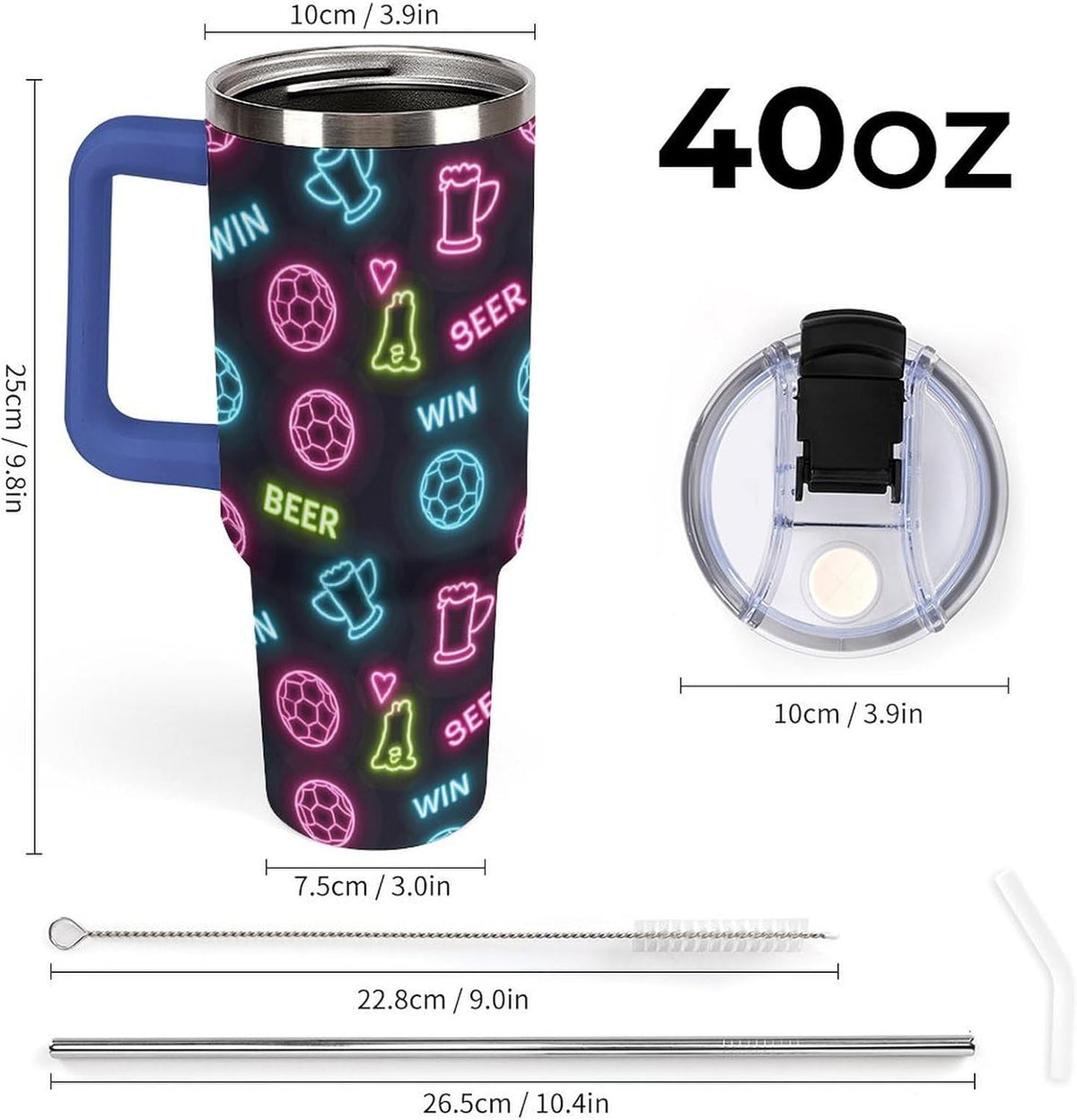 Leakproof Tumbler Vacuum Sealed Car Holder Friendly For Travel Teal And Peach Tropical Palm Leaf Pattern Water Tumbler white-style-23 - Colors A