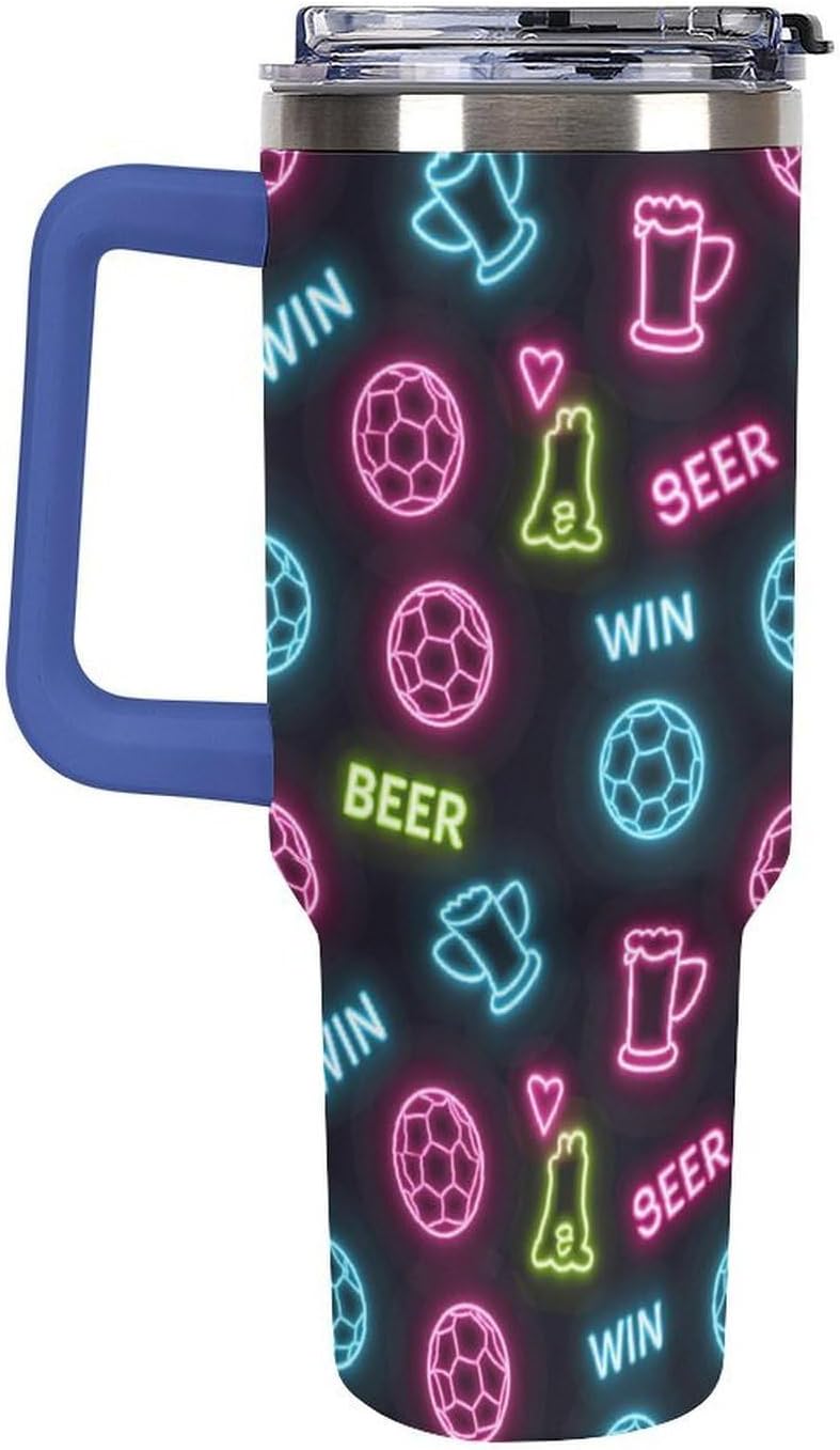 Leakproof Tumbler Vacuum Sealed Car Holder Friendly For Travel Teal And Peach Tropical Palm Leaf Pattern Water Tumbler white-style-23 - Colors A