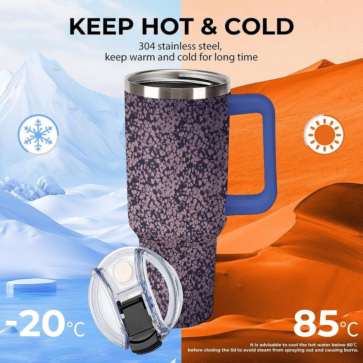 Leakproof Tumbler Vacuum Sealed Car Holder Friendly For Travel Teal And Peach Tropical Palm Leaf Pattern Water Tumbler white-style-23 - Colors A