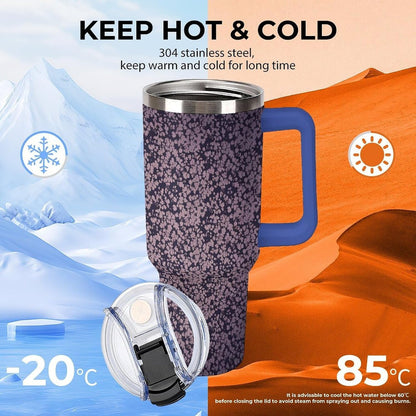 Leakproof Tumbler Vacuum Sealed Car Holder Friendly For Travel Teal And Peach Tropical Palm Leaf Pattern Water Tumbler white-style-23 - Colors A