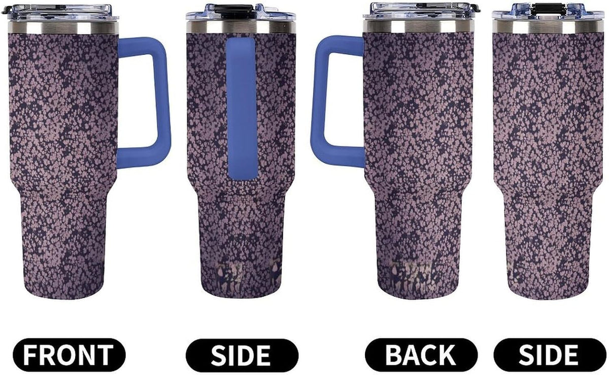 Leakproof Tumbler Vacuum Sealed Car Holder Friendly For Travel Teal And Peach Tropical Palm Leaf Pattern Water Tumbler white-style-23 - Colors A