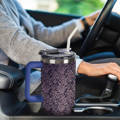Leakproof Tumbler Vacuum Sealed Car Holder Friendly For Travel Teal And Peach Tropical Palm Leaf Pattern Water Tumbler white-style-23 - Colors A