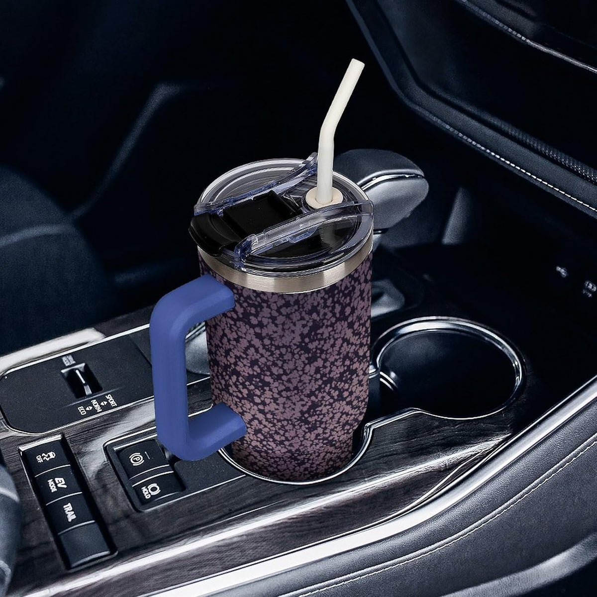 Leakproof Tumbler Vacuum Sealed Car Holder Friendly For Travel Teal And Peach Tropical Palm Leaf Pattern Water Tumbler white-style-23 - Colors A