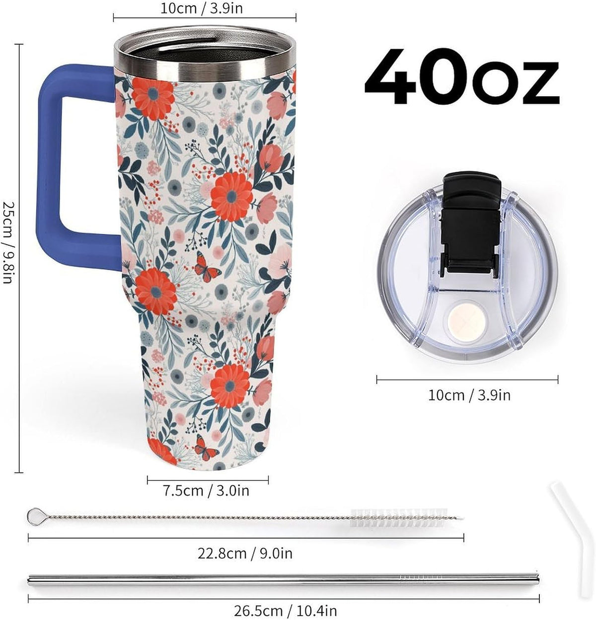 Leakproof Tumbler Vacuum Sealed Car Holder Friendly For Travel Teal And Peach Tropical Palm Leaf Pattern Water Tumbler white-style-23 - Colors A