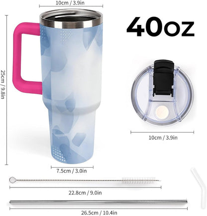 Leakproof Tumbler Vacuum Sealed Car Holder Friendly For Travel Teal And Peach Tropical Palm Leaf Pattern Water Tumbler white-style-23 - Colors A