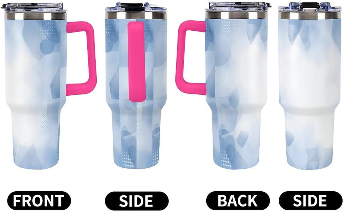 Leakproof Tumbler Vacuum Sealed Car Holder Friendly For Travel Teal And Peach Tropical Palm Leaf Pattern Water Tumbler white-style-23 - Colors A