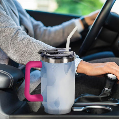 Leakproof Tumbler Vacuum Sealed Car Holder Friendly For Travel Teal And Peach Tropical Palm Leaf Pattern Water Tumbler white-style-23 - Colors A