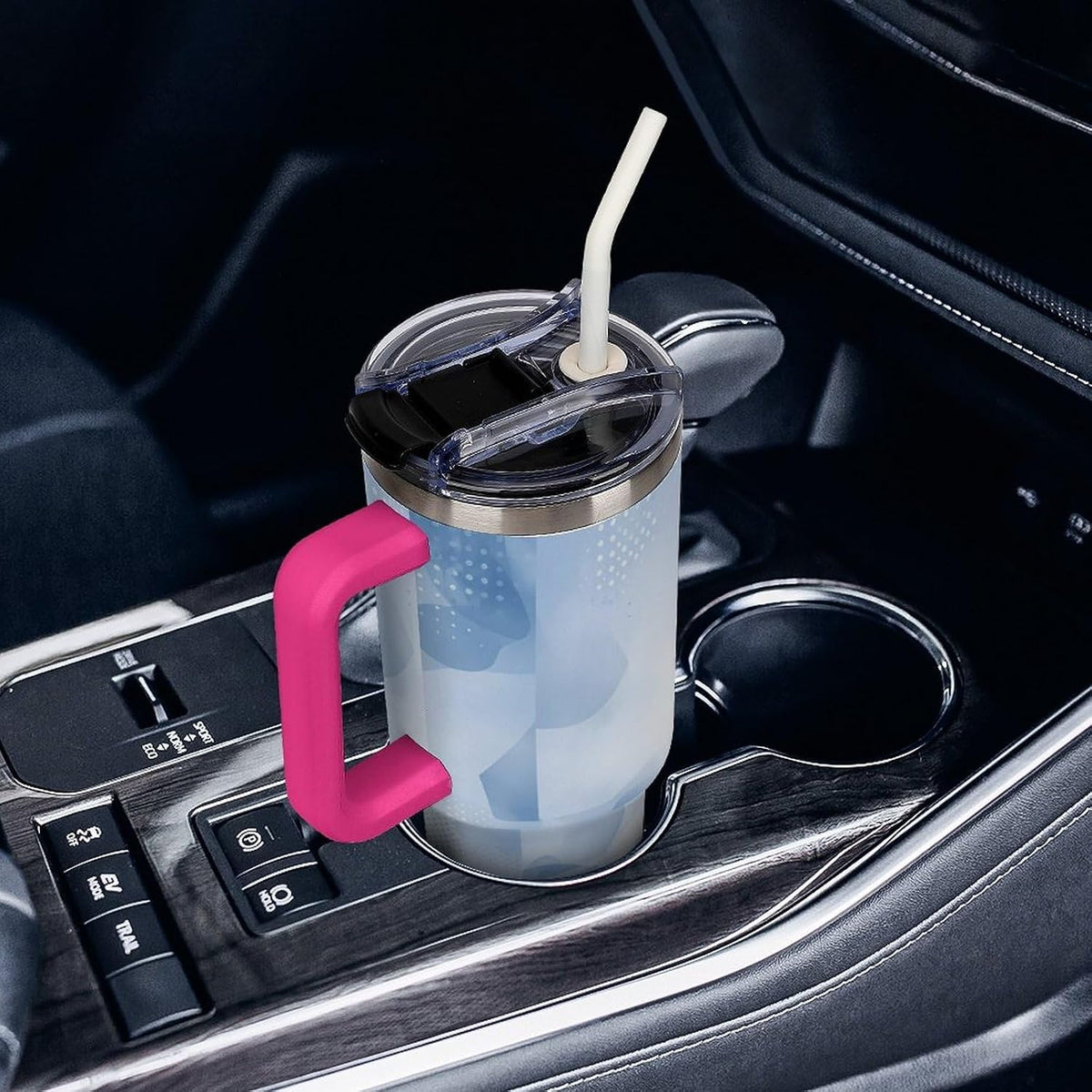 Leakproof Tumbler Vacuum Sealed Car Holder Friendly For Travel Teal And Peach Tropical Palm Leaf Pattern Water Tumbler white-style-23 - Colors A