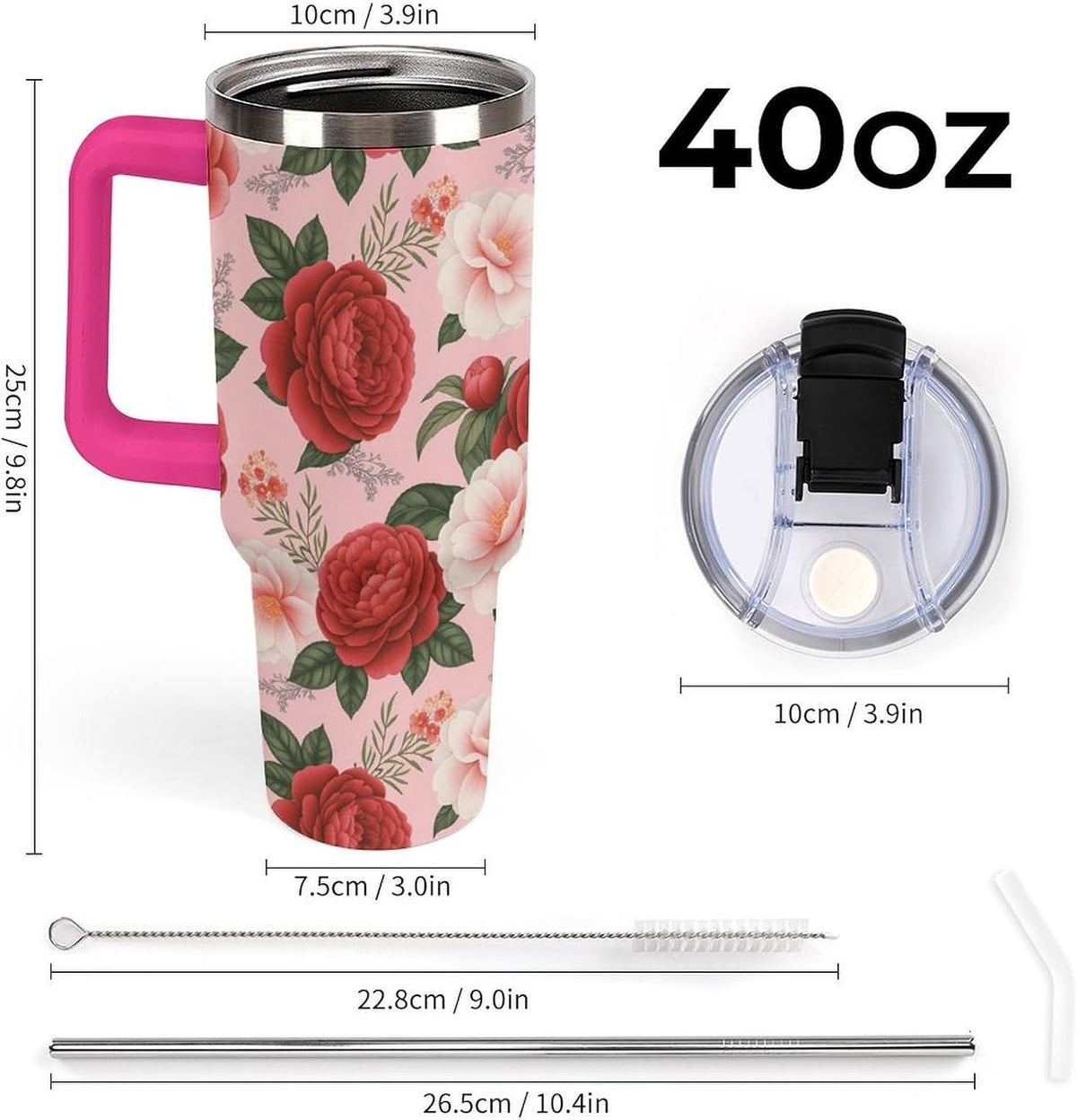 Leakproof Tumbler Vacuum Sealed Car Holder Friendly For Travel Teal And Peach Tropical Palm Leaf Pattern Water Tumbler white-style-23 - Colors A