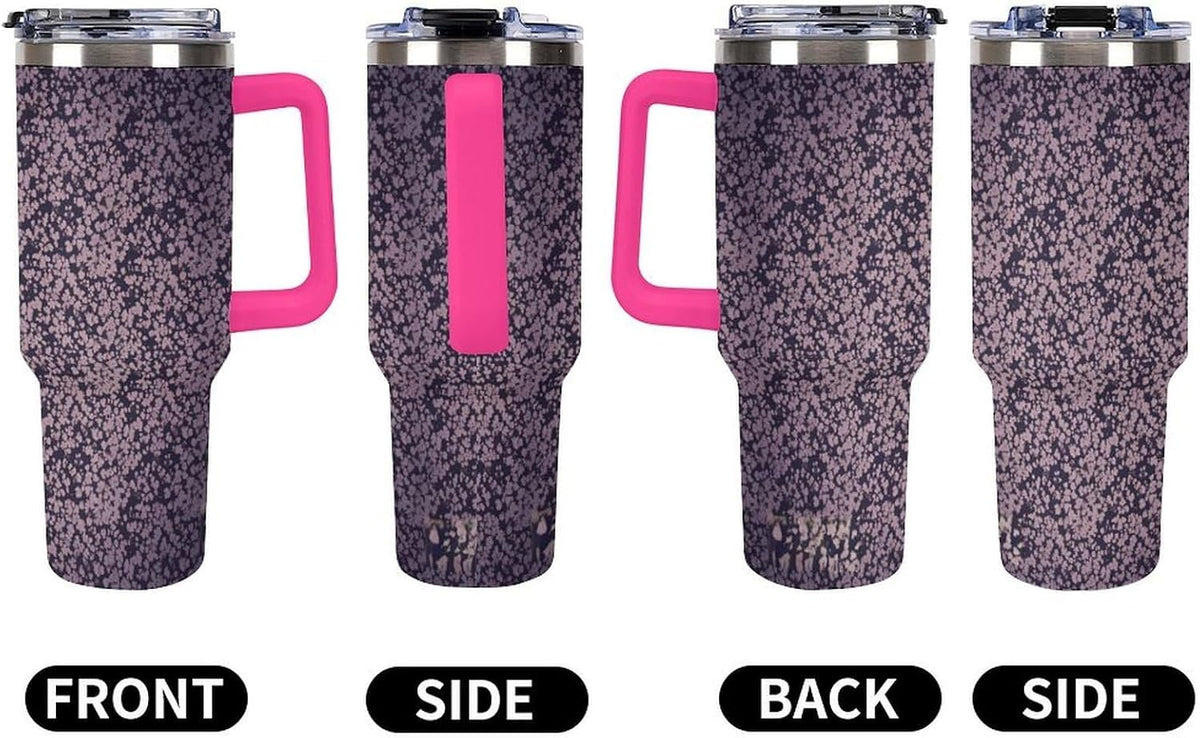 Leakproof Tumbler Vacuum Sealed Car Holder Friendly For Travel Teal And Peach Tropical Palm Leaf Pattern Water Tumbler white-style-23 - Colors A