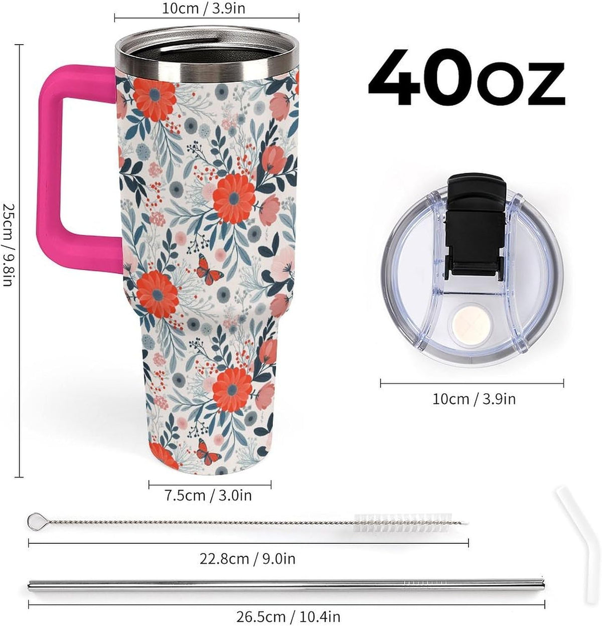 Leakproof Tumbler Vacuum Sealed Car Holder Friendly For Travel Teal And Peach Tropical Palm Leaf Pattern Water Tumbler white-style-23 - Colors A