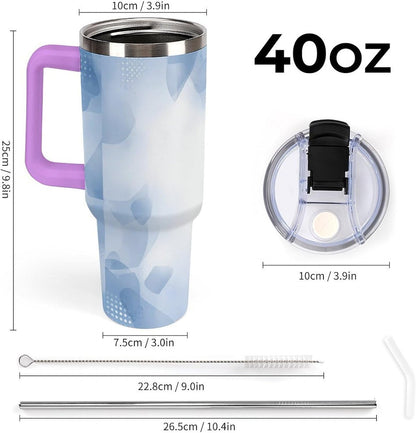 Leakproof Tumbler Vacuum Sealed Car Holder Friendly For Travel Teal And Peach Tropical Palm Leaf Pattern Water Tumbler white-style-23 - Colors A