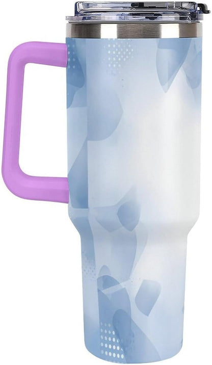 Leakproof Tumbler Vacuum Sealed Car Holder Friendly For Travel Teal And Peach Tropical Palm Leaf Pattern Water Tumbler white-style-23 - Colors A