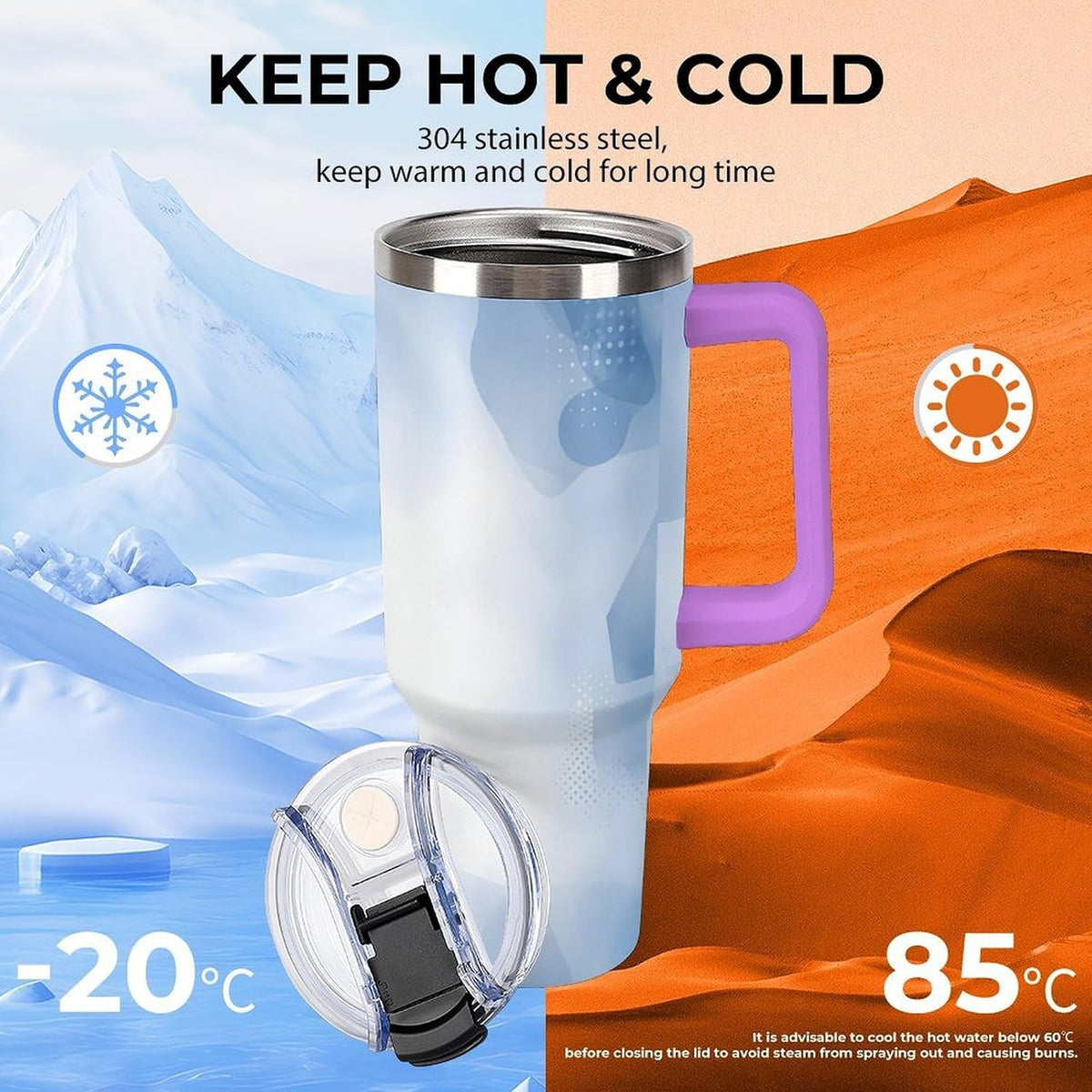Leakproof Tumbler Vacuum Sealed Car Holder Friendly For Travel Teal And Peach Tropical Palm Leaf Pattern Water Tumbler white-style-23 - Colors A