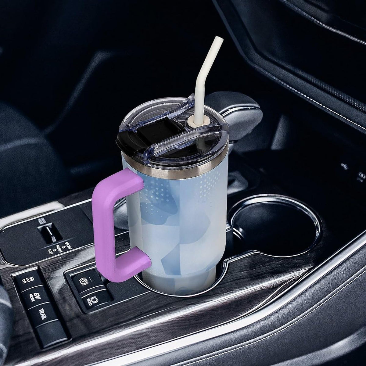 Leakproof Tumbler Vacuum Sealed Car Holder Friendly For Travel Teal And Peach Tropical Palm Leaf Pattern Water Tumbler white-style-23 - Colors A