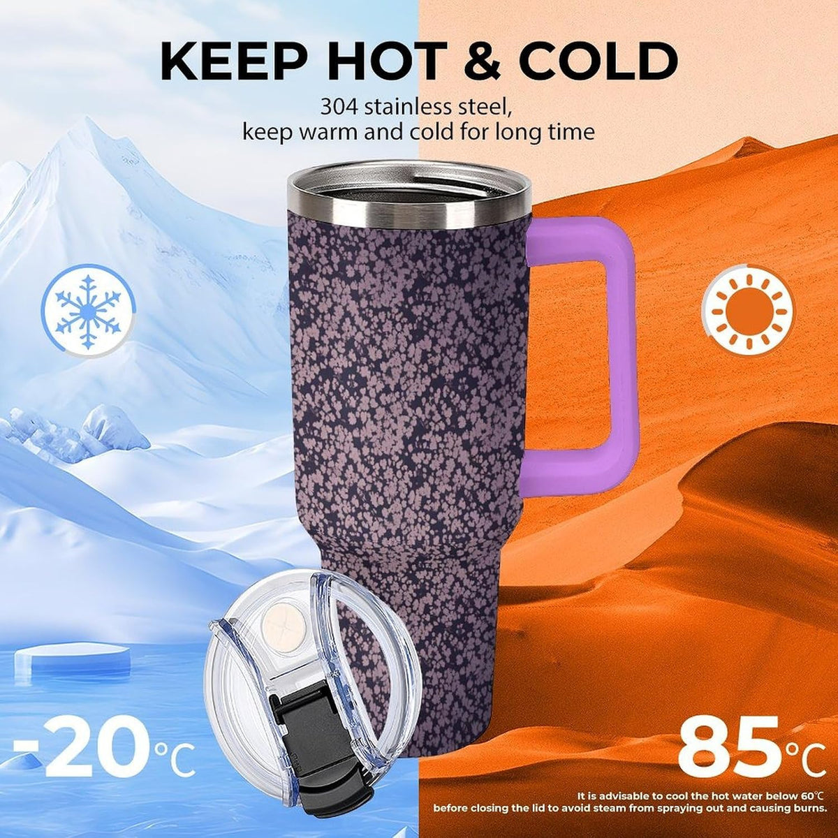 Leakproof Tumbler Vacuum Sealed Car Holder Friendly For Travel Teal And Peach Tropical Palm Leaf Pattern Water Tumbler white-style-23 - Colors A