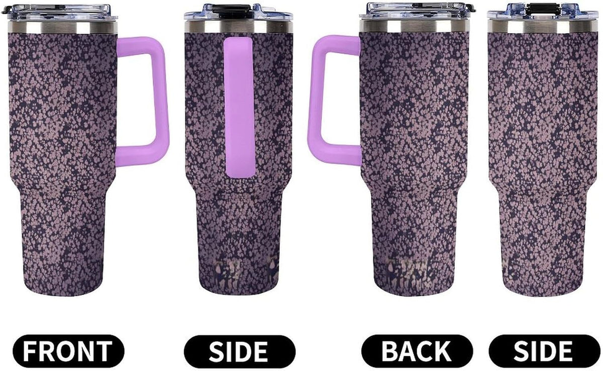 Leakproof Tumbler Vacuum Sealed Car Holder Friendly For Travel Teal And Peach Tropical Palm Leaf Pattern Water Tumbler white-style-23 - Colors A