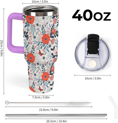 Leakproof Tumbler Vacuum Sealed Car Holder Friendly For Travel Teal And Peach Tropical Palm Leaf Pattern Water Tumbler white-style-23 - Colors A