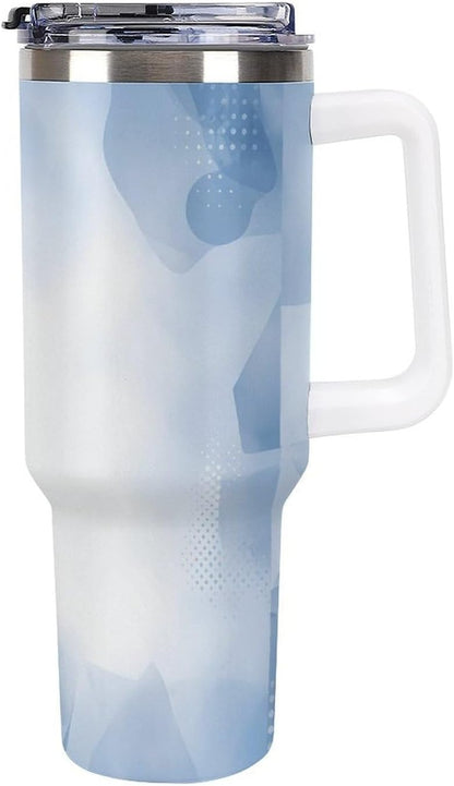 Leakproof Tumbler Vacuum Sealed Car Holder Friendly For Travel Teal And Peach Tropical Palm Leaf Pattern Water Tumbler white-style-23 - Colors A