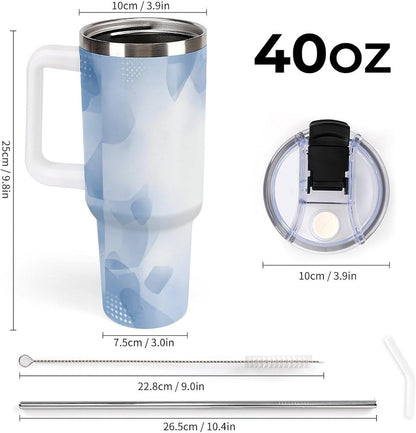 Leakproof Tumbler Vacuum Sealed Car Holder Friendly For Travel Teal And Peach Tropical Palm Leaf Pattern Water Tumbler white-style-23 - Colors A