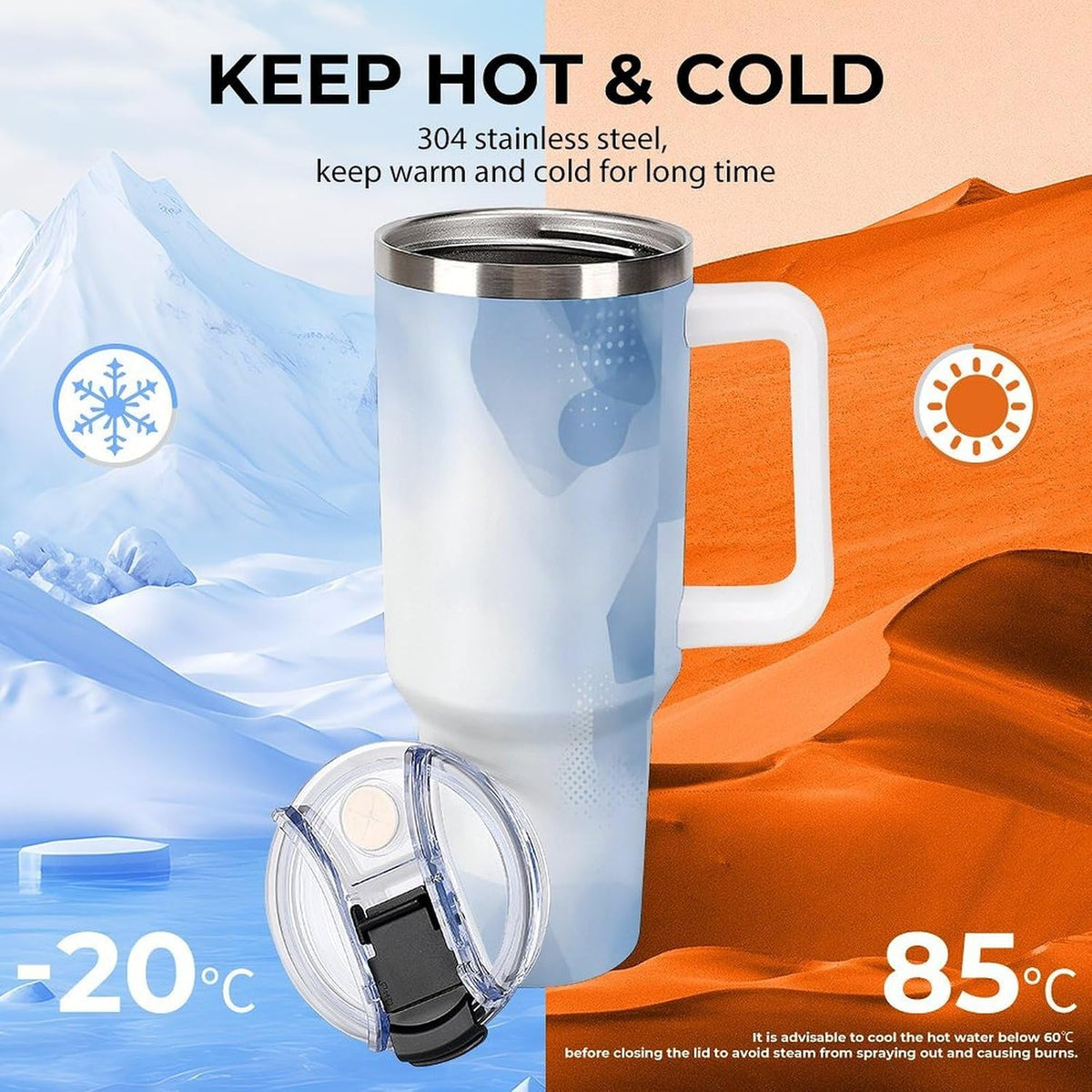 Leakproof Tumbler Vacuum Sealed Car Holder Friendly For Travel Teal And Peach Tropical Palm Leaf Pattern Water Tumbler white-style-23 - Colors A